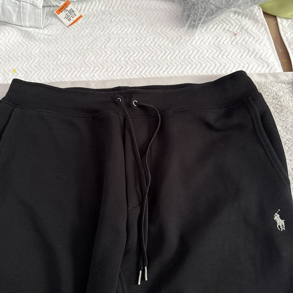 RALPH LAUREN POLO MEN'S CRUISE BLACK JOGGER DRAWSTRING SWEATPANTS POCKETS LG